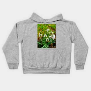 Beautiful Snowdrops In The Grass Fields Kids Hoodie